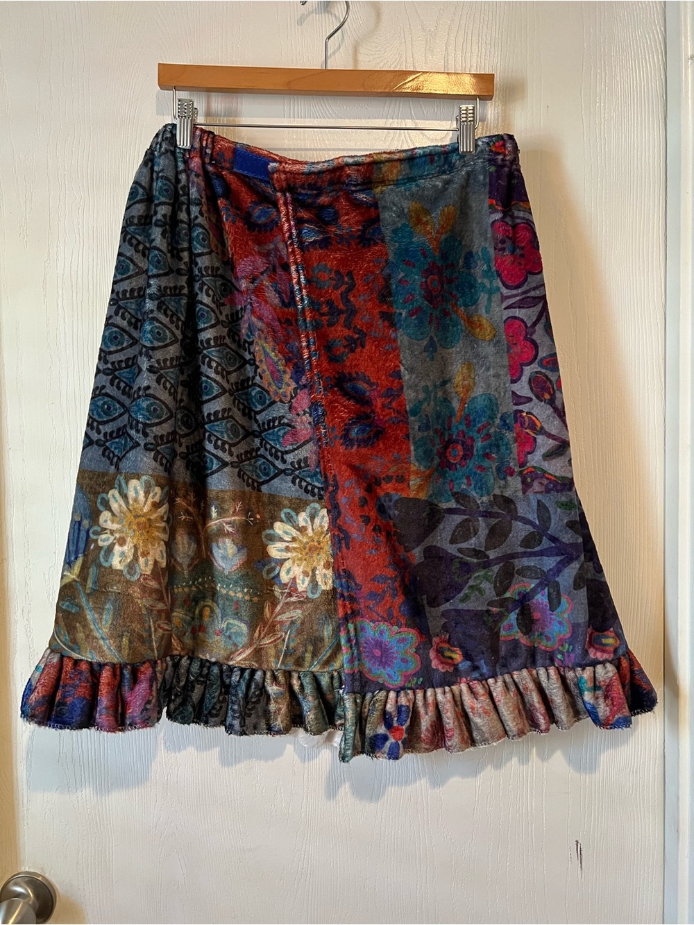 Natural Life Towel Wrap Size S/M Blue Patchwork Super Cozy Soft